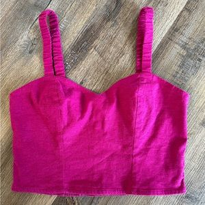 Express Linen Crop Top With Straps Pink| Women’s Medium